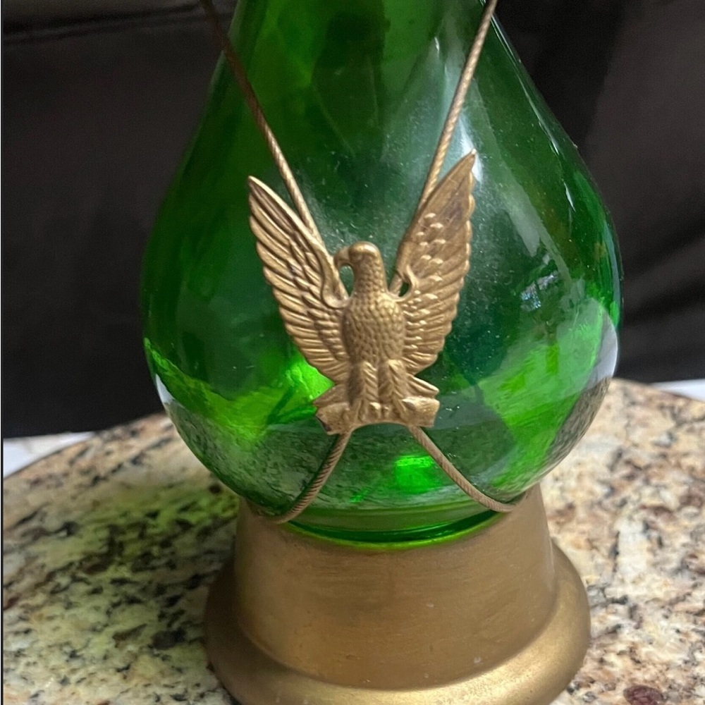 Mid-Century • Musical • Green • Glass W/ Copper Bottle - Picture 10 of 11
